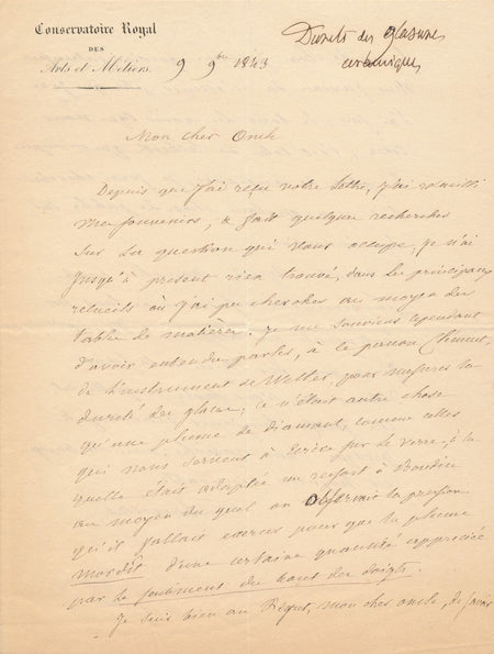 Claude POUILLET sur invention Joseph WELTER SEEBECK lettre autographe signée