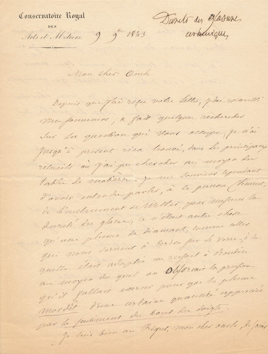 Claude POUILLET sur invention Joseph WELTER SEEBECK lettre autographe signée