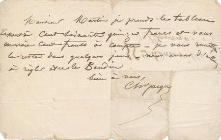 Charles Jacque achète des Tassaert et un Boudin lettre autographe signée