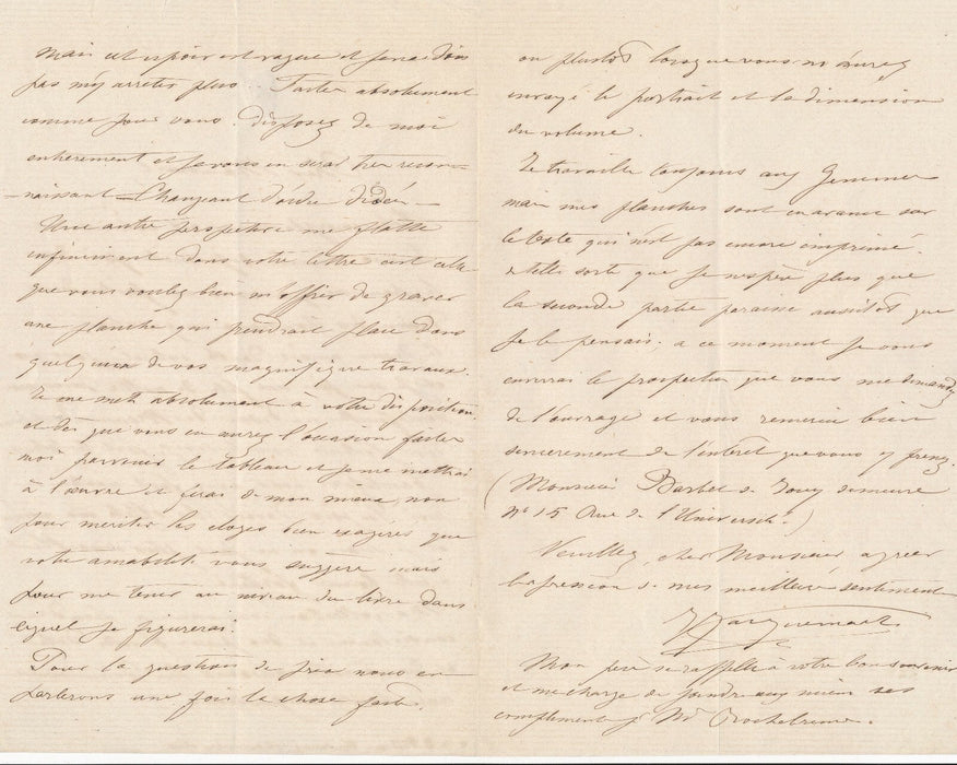 Jules JACQUEMART lettre autographe signée à Benjamin Fillon gravure Rochebrune 