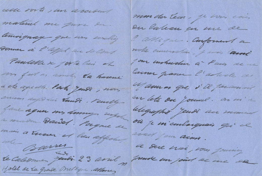 Maurice BARRÈS à Léon Daudet nationalisme et Appel au soldat lettre autographe