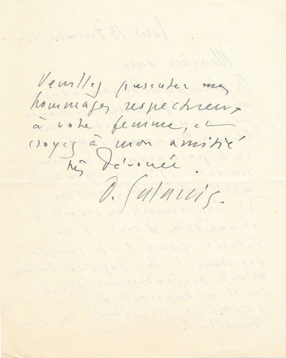 Démétrios GALANIS lettre autographe signée à INGHELBRECHT musique Steinlen 1947