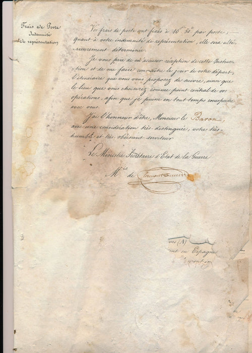 Gaspard de Clermont Tonnerre ministre document signé Hurel 1826 inspection corps
