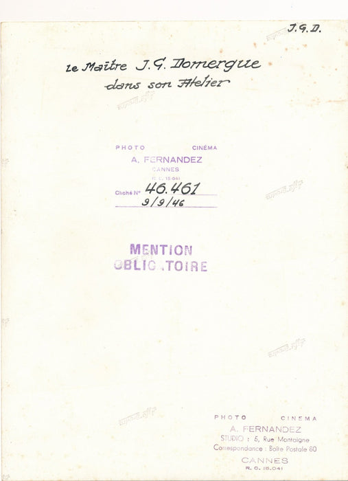 Jean Gabriel DOMERGUE photo photographie atelier peintre chevalet figure