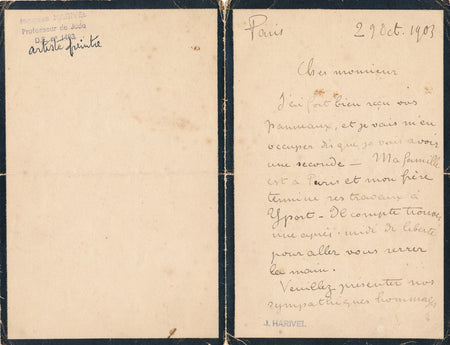 Jean-Paul LAURENS reçoit des panneaux à peindre lettre autographe signée