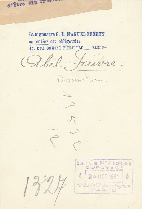Abel FAIVRE peintre caricaturiste photo photographie Manuel Frères