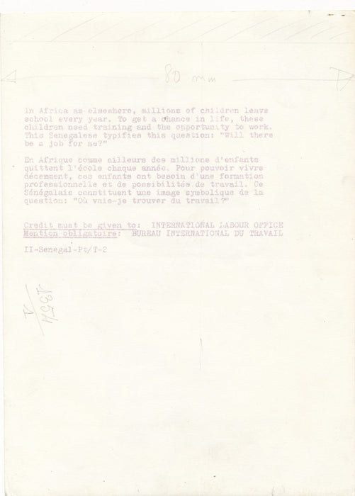 Sénégal portrait enfant Sénégalais Bureau inter. travail argentique époque photo