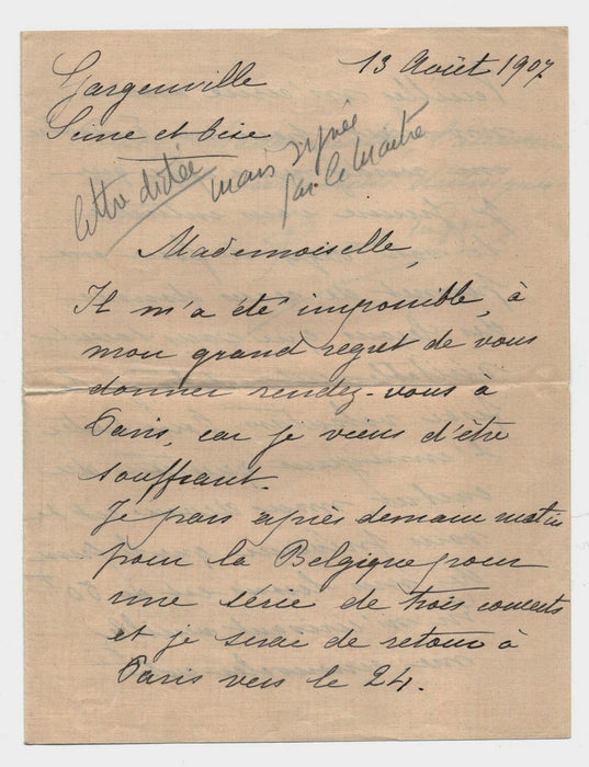 Raoul PUGNO note autographe exercice de musique ET 2 lettres signée cours