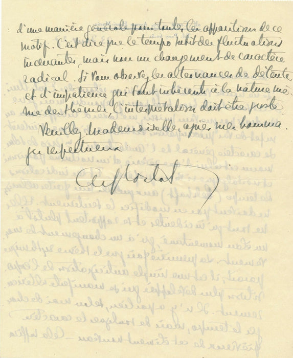 Alfred CORTOT  belle  lettre autographe signée sur le 2e trio de Schumann