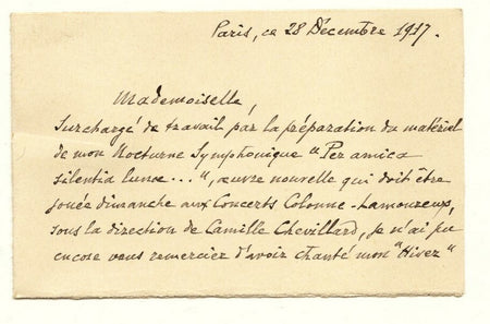 Amédée REUCHSEL lettre autographe signée Belle lettre sur interprétation L'Hiver