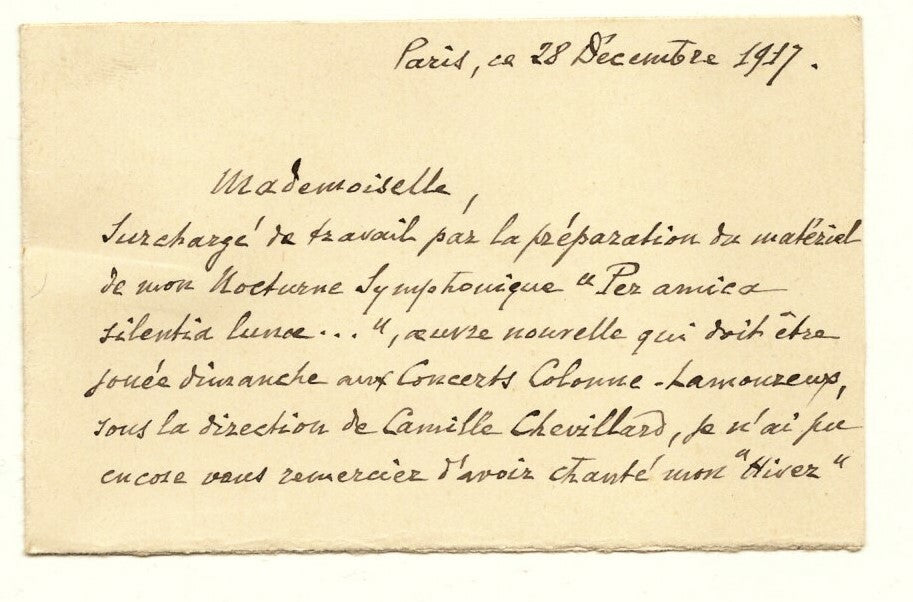 Amédée REUCHSEL lettre autographe signée Belle lettre sur interprétation L'Hiver