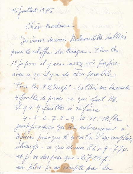 Théo SCHMIED imprimeur livre artiste André Liberati lettre autographe signée