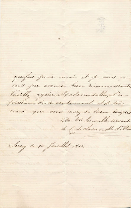 Comtesse La Vernette Saint-Maurice Sercy autographe signée Blanchet Religion