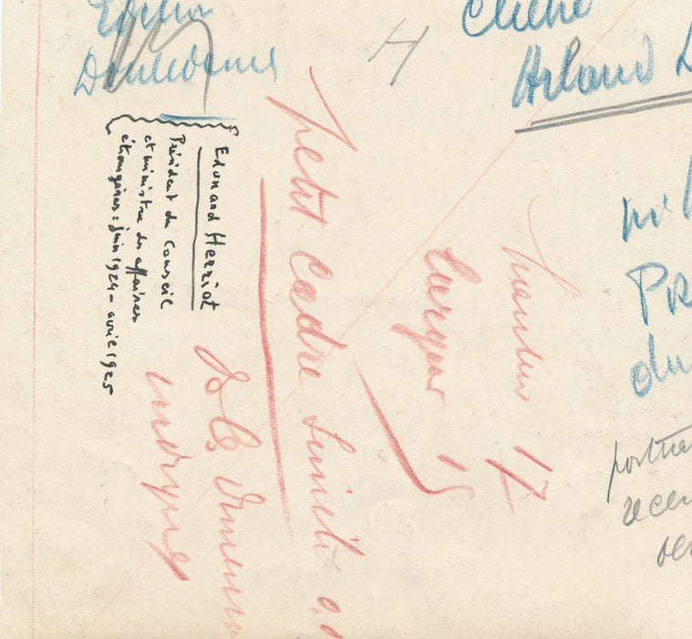 Edouard HERRIOT carte de visite autographe signée ET 2 photos argentiques époque