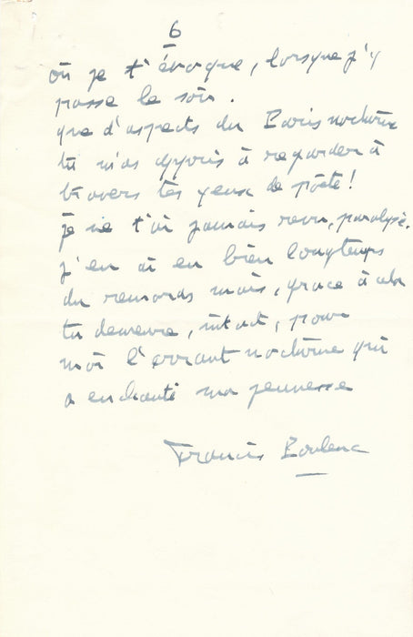 Francis POULENC extraordinaire hommage à Fargue manuscrit autographe 6 pages