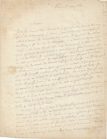 Historien BRESSEAU sur origines Amiens longue lettre autographes signées 1842