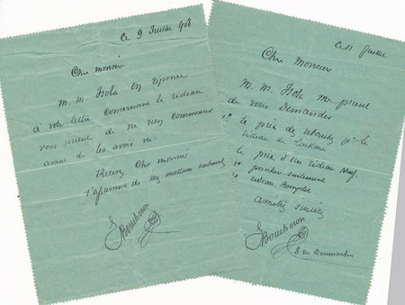 frères ISOLA 2 lettres autographes signées sur rideaux décorateur Amable