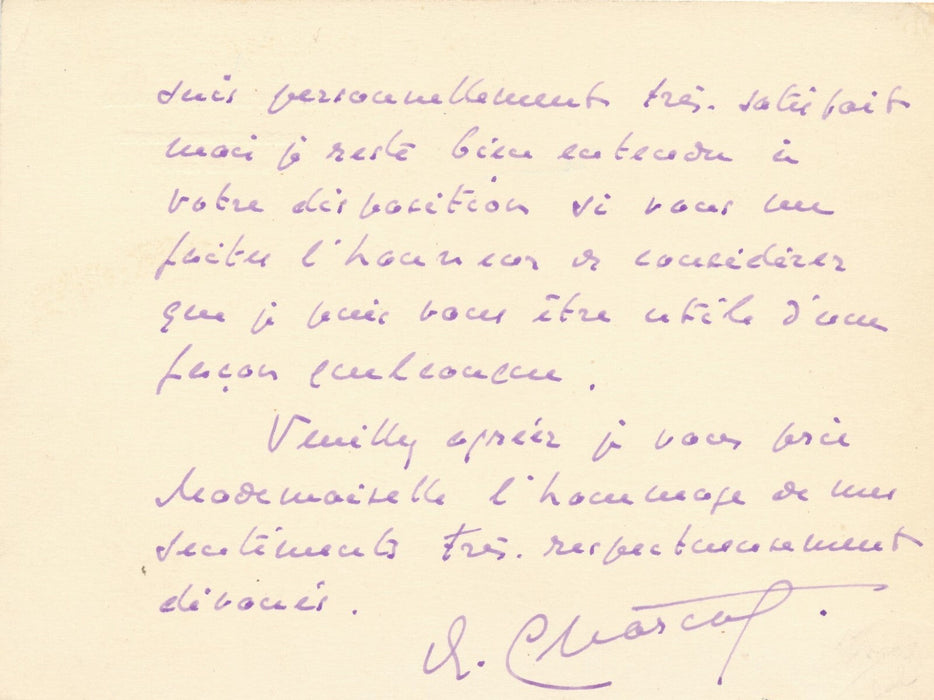 Jean-Baptiste CHARCOT carte autographe signée Grandidier Marion Senones