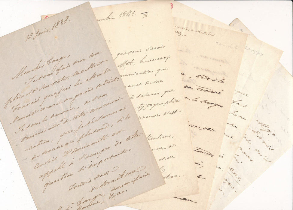 Militaria marine Amiral MACKAU bel ensemble 6 lettres autographes signées