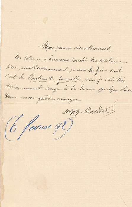 Alphonse Daudet aide William Busnach lettre signée romancier littérature
