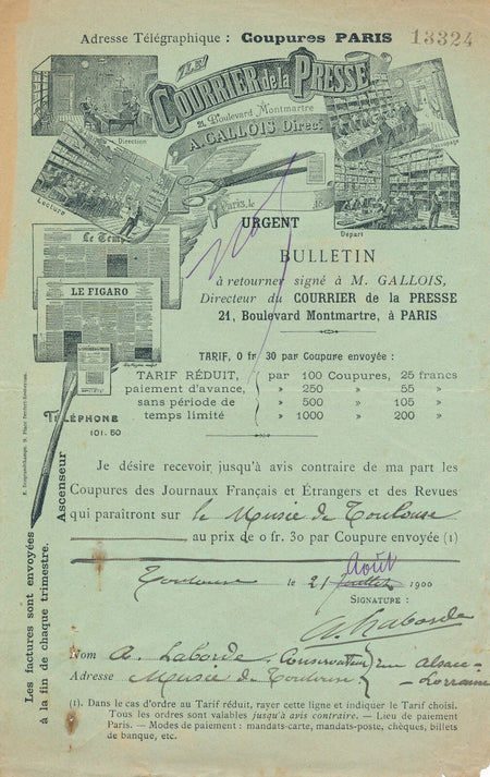 Antoine LABORDE musée de Toulouse Augustin conservateur peintre lettre signée