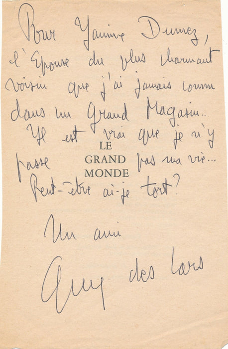 écrivain Guy DES CARS, écrivain 2 dédicaces autographes signées 