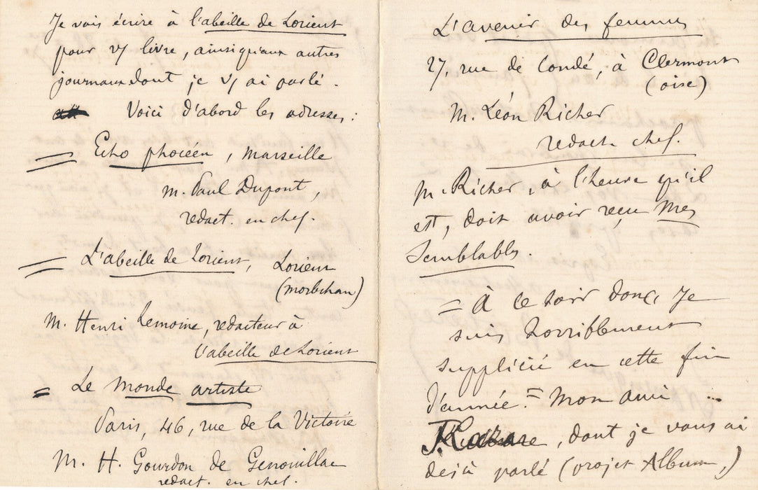Francisque de BIOTIÈRE 27 lettres autographes signées à Eugène de LA COTTIÈRE