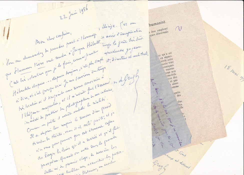 Fernand GREGH ensembe 8 lettres autographes Mony-Sabin Aubert Hébertot Donnay