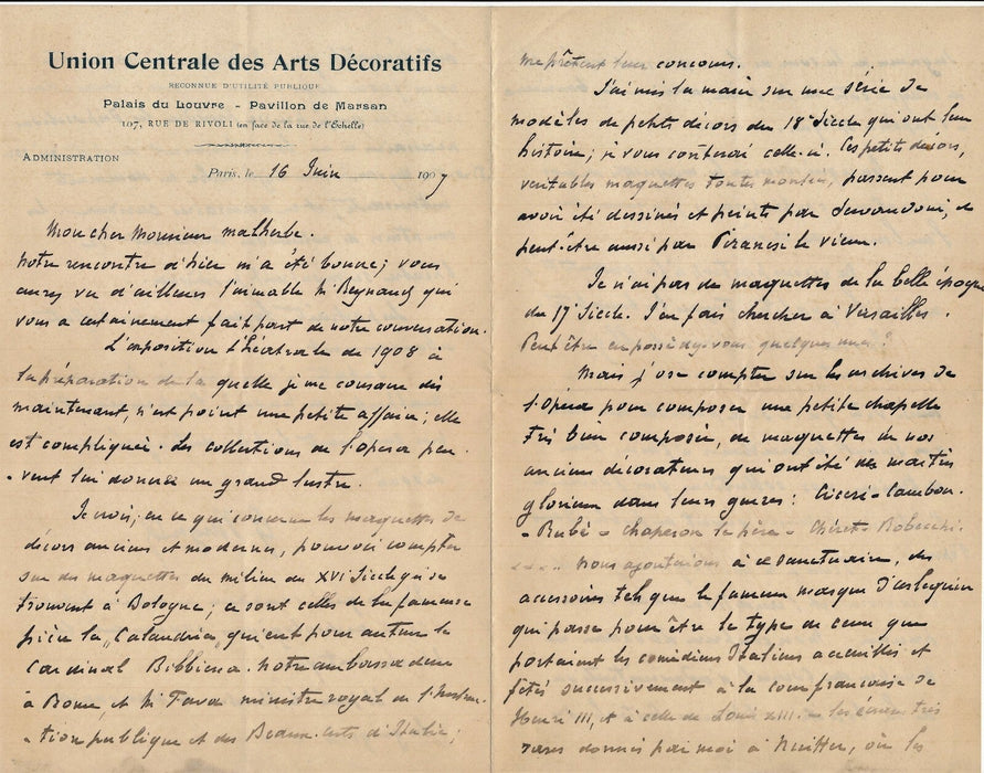 Art décoratifs Georges BERGER 5 lettres autographes signées exposition. Ensemble