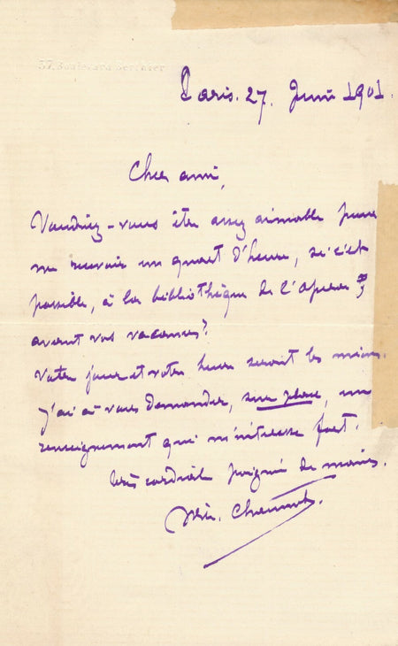 William CHAUMET compositeur lettre autographe signée Malherbe 