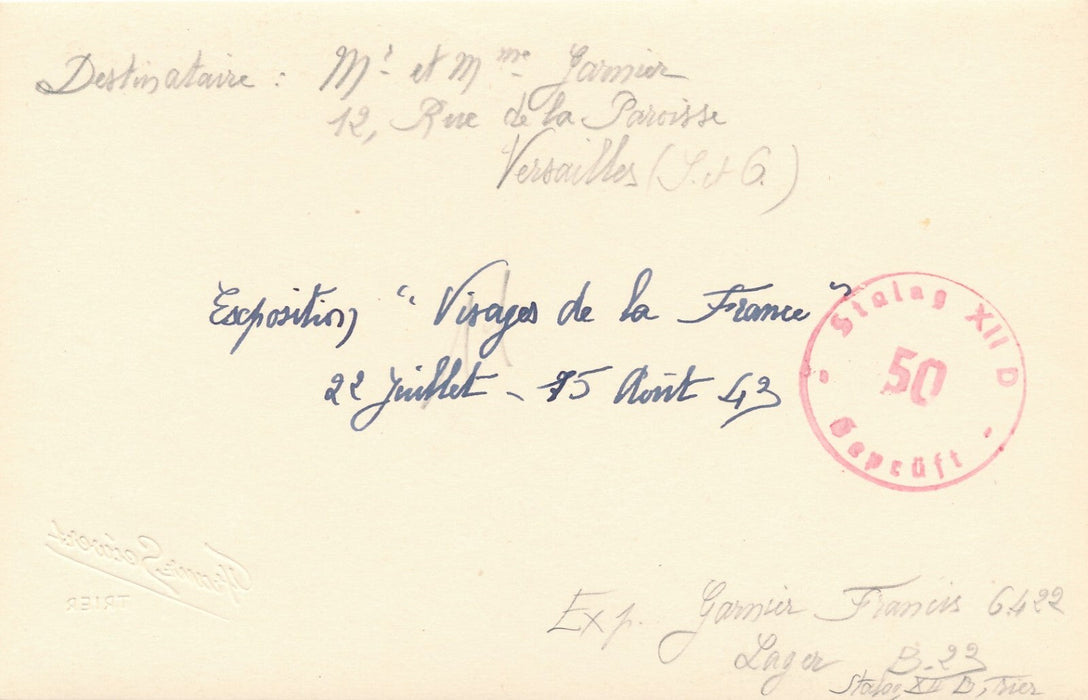 Exposition Visages France maquette 1943 envoyé Stalag 12 photo architecture