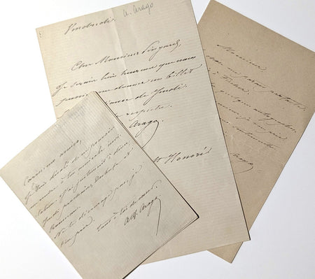 Alfred ARAGO peintre 3 lettres autographes signées Dubufe Rousseau