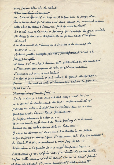 ACADÉMIE DE L’HUMOUR Henri JEANSON manuscrit autographe 4 pages Achard Garçon...