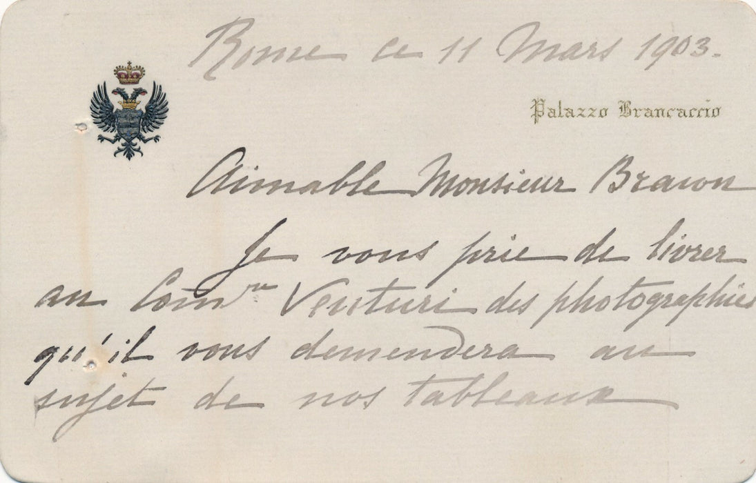 Salvatore BRANCACCIO remercie Gaston BRAUN lettre autographe signée photographie