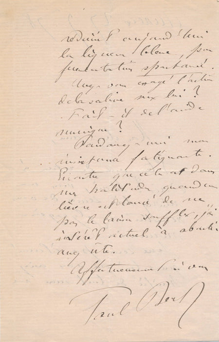 Médecin médecine lettre autographe signée Paul Bert recherche chimiste glycogene