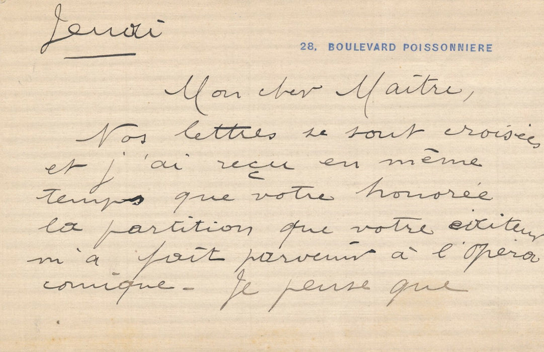 Fernand FRANCELL ténor lettre autographe signée il ne peut être l'interprète