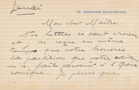 Fernand FRANCELL ténor lettre autographe signée il ne peut être l'interprète