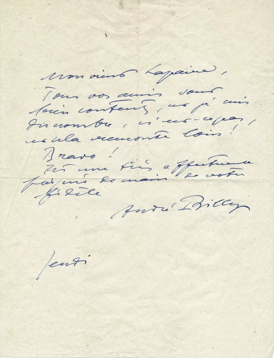 Ensemble 5 lettres autographes signées André BILLY bibliophilie Céline Lothe