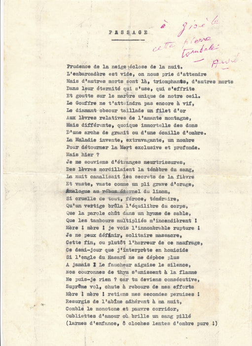 André KUENZI Suisse 6 lettres signées dont poèmes et 1 dessin Formes Couleurs