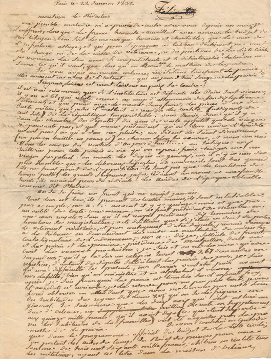Étienne Lamothe Langon lettre autographe polémique liste civile roi