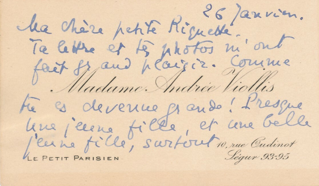 Andrée VIOLLIS journaliste militante féministe lettre et 2 cartes autographes