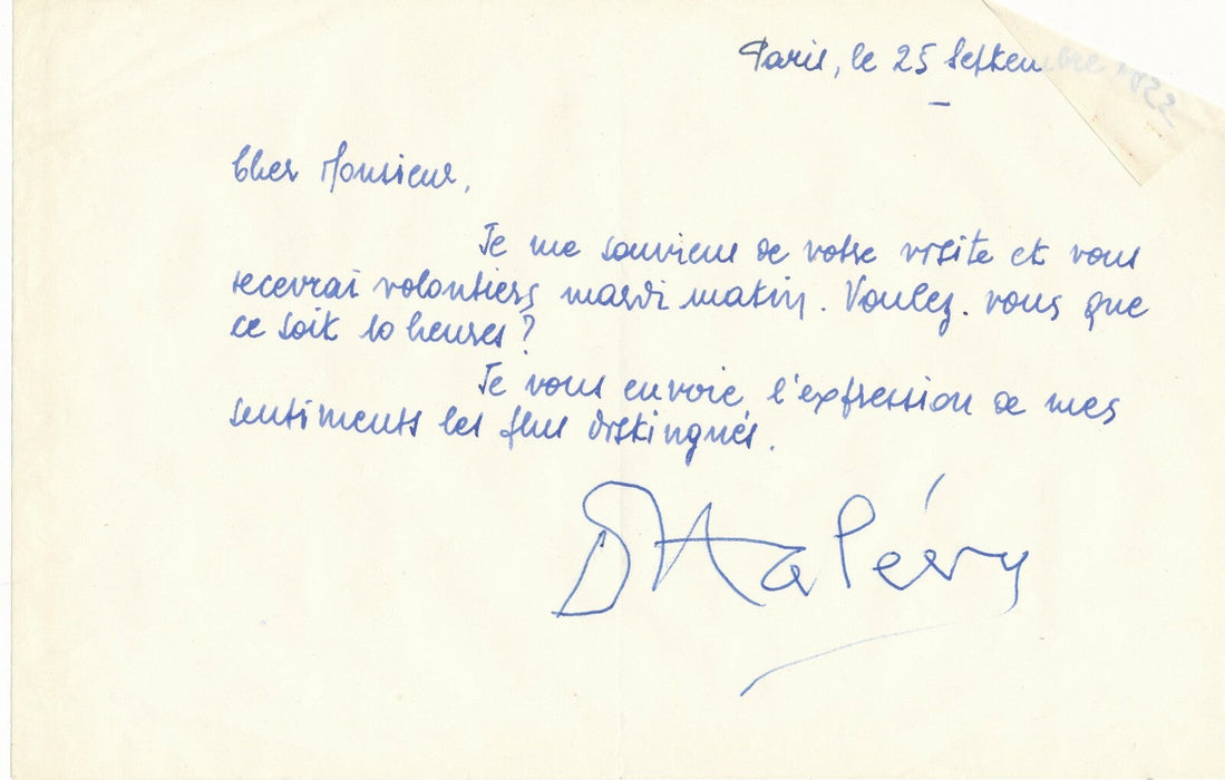 Daniel HALEVY 2 lettres autographes signées veut bien recevoir un cadet 