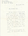 Jacques BOREL à Hubert JUIN Soleil rouge Pierre aveugle lettre autographe signée
