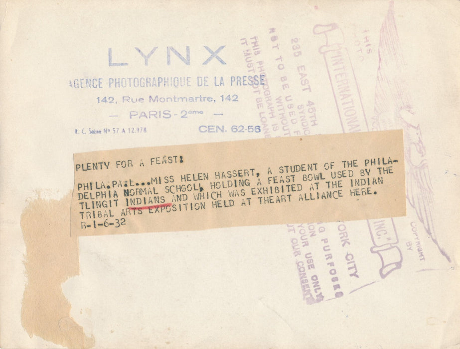 Bol géant indiens Indians Tlingits Alaska photo photographie 1932 exposition