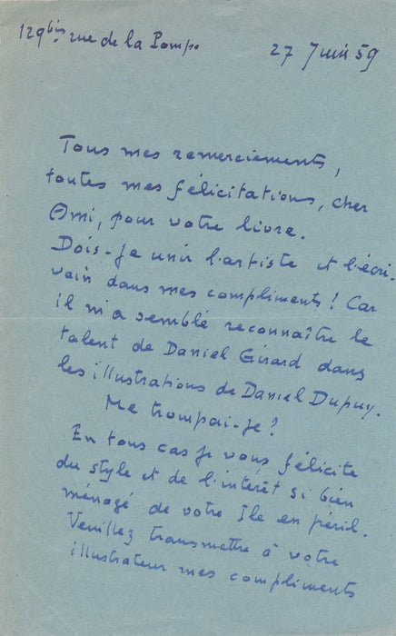3 lettres autographes signées Pierre MORNAND critique d'art Daniel Girard