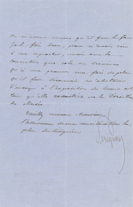 Alexis PÉRIGNON la malveillance dont il est l'objet lettre autographe signée