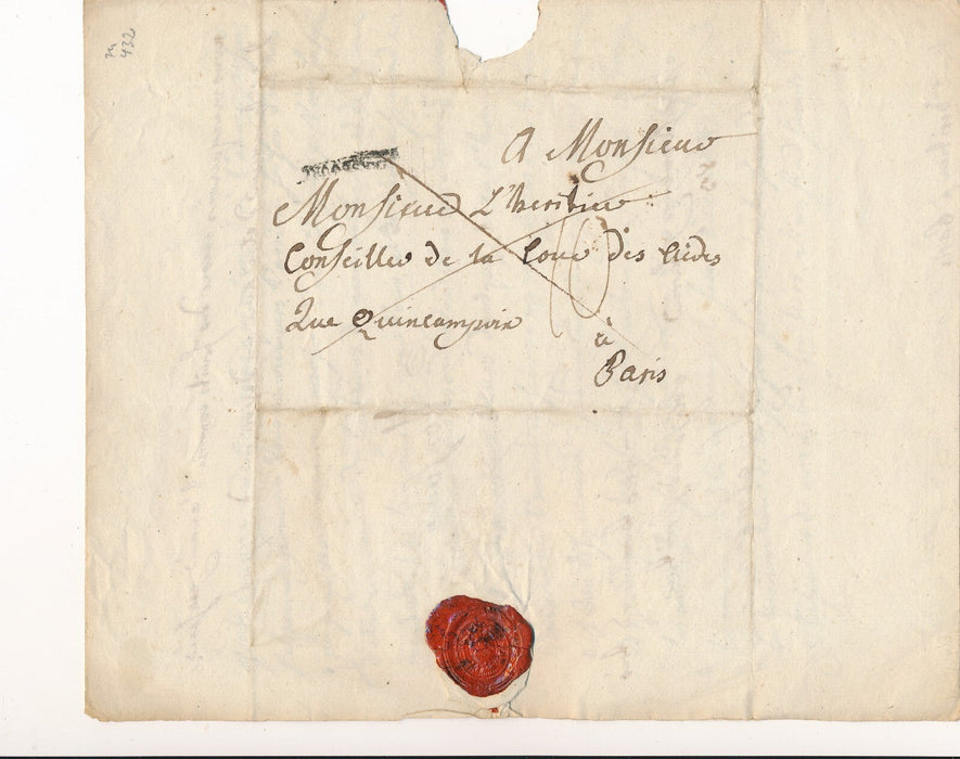 agronomie Strasbourg lettre autographe signée Charles Louis L’Héritier 1783