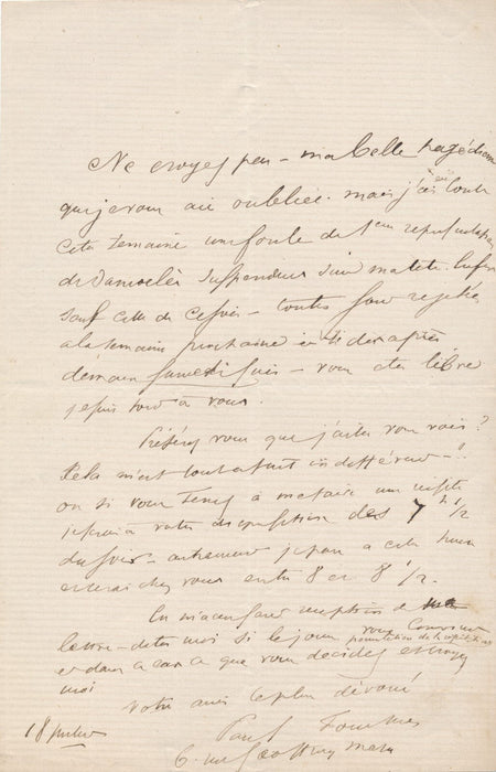 Henry-Paul FOUCHER 5 lettres autographe signée à une tragédienne Lucrèce Hugo