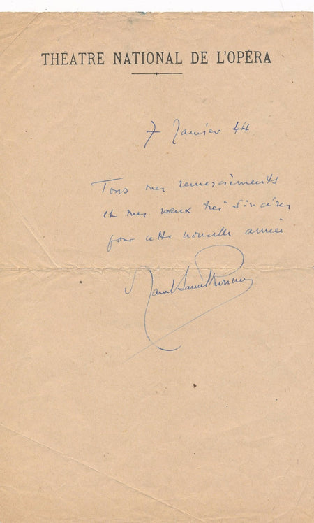 Marcel Samuel-Rousseau lettre autographe signée 1944 meilleurs voeux