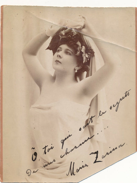 Maria Zarina sexy vers 1890 femme albumine actrice ? photographie signée coquine